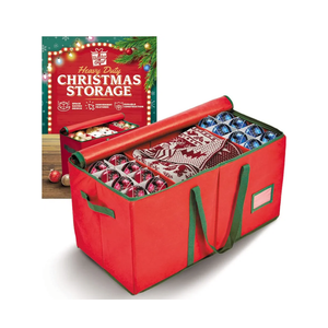 Holiday Cheer Premium Christmas Ornament Storage – Christmas Storage Container for Home Decorations and Festive Office Organizer – Fits 128 Holiday Ornaments – Tear-Proof Fabric