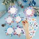 24 PCS Winter Picture Frame Ornaments Paper Christmas DIY Photo Frame Craft Set Hanging Decorations For Christmas Tree Decor (Snowflake)