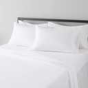 Amazon Basics Breathable, Machine Washable, Wrinkle Resistant Microfiber 4-Piece Bed Sheet Set with 14-Inch Deep Pockets, King, Bright White, Solid