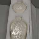 White Ceramic Vase Set of 2 - Modern Flower Vases for Home Decor - Rustic Textured White Vase for Living Room Decor - 8.655.5 & 5.55.5 Inch Round Vases for Dining Table Centerpiece Decoration