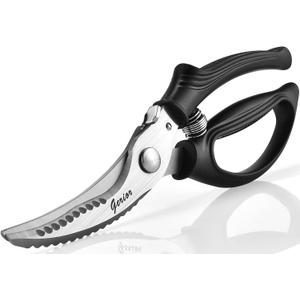 Heavy Duty Poultry Shears - Kitchen Scissors for Cutting Chicken, Poultry, Game, Meat - Chopping Vegetable - Spring Loaded (Black)