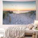 TUGCAY Ocean Beach Tapestry Sunset Seabird Seaside with Grass Wall Hanging Tapestries Nature Landscape Tapestry for Bedroom Living Room Dorm Decor, 60x40 Inches