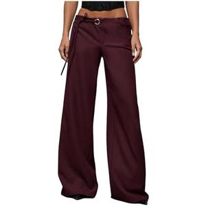 GORGLITTER Women's Low Rise Going Out Formal Dress Pants Wide Leg Work Slacks Pants Business Casual Outfits Trousers XS
