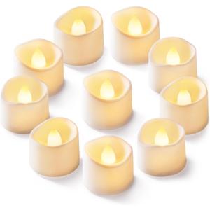 Homemory 24Pcs Flickering Flameless Candle Battery Operated, 200+Hours Fake Electric LED Tea Lights for Votive, Centerpiece Table Decorations, Wedding, Aniversary, Halloween, Christmas (Warm White Glow  White Body)
