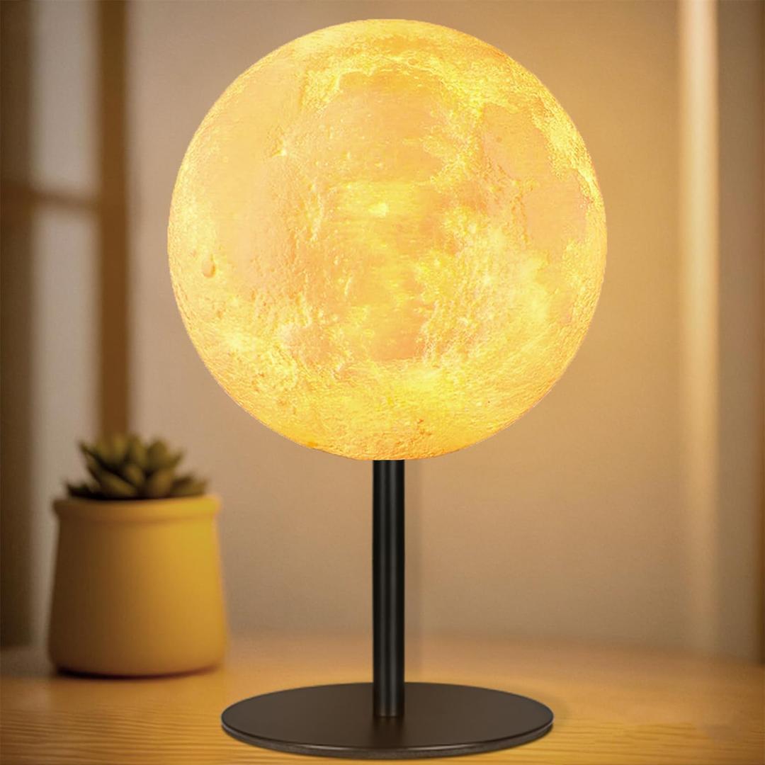 Moon Lamp Small Table Lamp for Bedroom, Dimmable Bedside Table Lamp with 30 Modes, Night Light Bedside Lamps for Night Stands, Desk Lamp for Living Room, Office, Dorm, Birthday Gifts for Kids Teens (1 Pack)