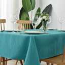 maxmill Jacquard Tablecloth Swirl Design Spillproof Wrinkle Free Water Resistant Heavy Weight Soft Table Cloth Decorative Fabric Table Cover for Outdoor and Indoor Use Oblong 60 x 120 Inch Teal
