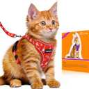 Halypet Cat Harness and Leash Set [MAX Safety 4th-Gen Upgrade] Escape Proof Adjustable Cat Leash Comfortable Soft Vest Easy to Wear Kitten Harness with Reflective Strip for Cats Walking, S Ruby Red (Small (7-12lb))