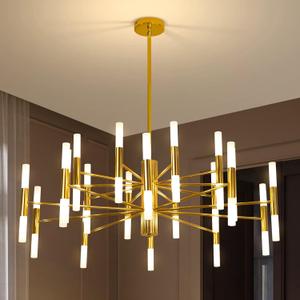 KELUOLY Modern Gold Chandelier, 39.3" Living Room Lighting Fixture 40-Lights Candle Mid Century Chandeliers, Large Metal Industrial Pendant Light for Kitchen Island Foyer Dining Room Bedroom