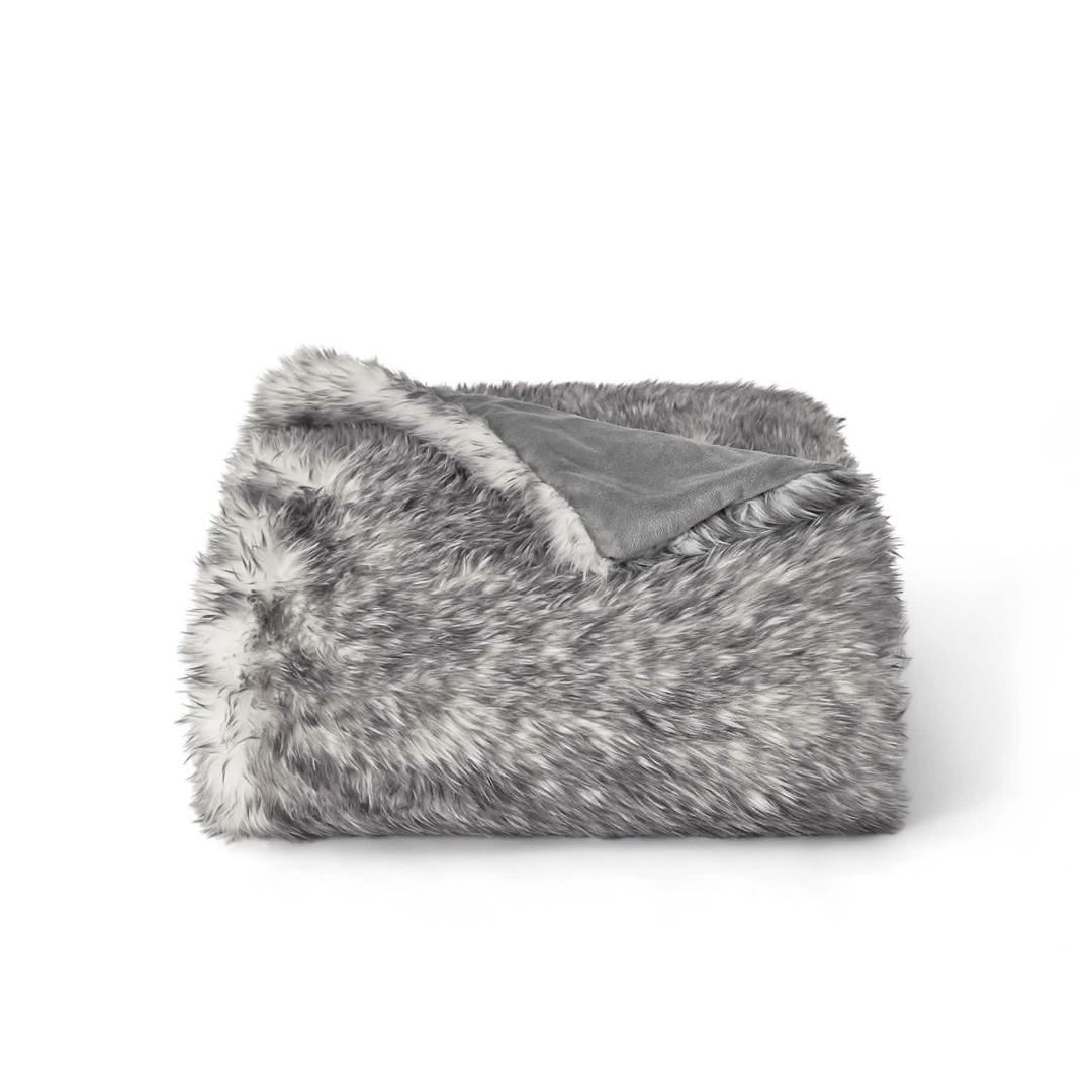 Fuzzy Faux Fur Throw Blanket Frosty Brown Super Soft Cozy Plush Fuzzy Shaggy Blanket for Couch Sofa Bed (Frosty Brown, Throw(50"x60"))