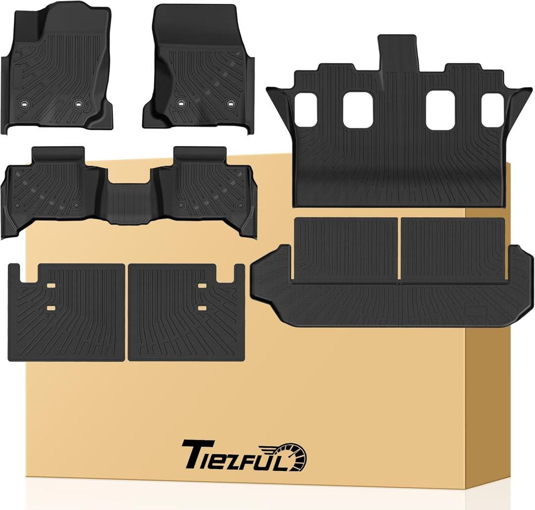 7PCS Floor Mats Fit for Toyota 4Runner 2025 2026 7 Seats, All Weather TPE Floor Liner w/Trunk Mat Backrest Mat Cargo Liner Sets Car Mats for 4Runner Accessories 2025(Not for Hybrid/EV)