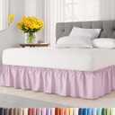 Wrap Around Dust Ruffle Bed Skirt - Light Pink - for King Size Beds with 12 Inch Drop - Elastic Strap - Adjustable Pleated Bedskirt with Brushed Fabric and Wrinkle Free - for Women, Men, Kids & Teens