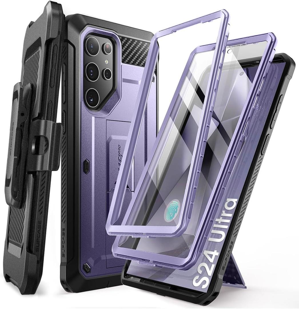 SUPCASE for Samsung Galaxy S24 Ultra Case with Stand, [Unicorn Beetle Pro] [2 Front Frames] [Built-in Screen Protector & Belt-Clip] Military-Grade Protection Phone Case for Galaxy S24 Ultra, Mauve