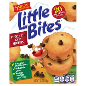 Little Bites Chocolatey Chip Muffins, 5 individual packs, (1.5 oz each), Made with Real Chocolate Chip Mini Muffins, 7.5 oz Multipack (EXP 07/26/26)