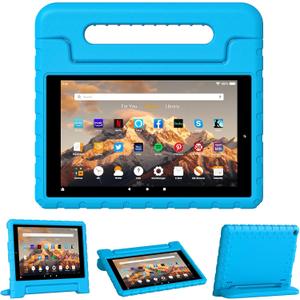 for Amazon Fire hd 10 Tablet case Kids 5th/7th/9th Generation 2015/2017/2019 Released, Shockproof Lightweight Protective Cover with Portable Handle Stand for Boys Girls, Blue