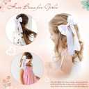 2Pcs Hair Bows for Girls Hair Clip Silk Hair Bow Ribbon Hair Accessories for Women Toddlers Infant Teens Kids,White-Silk