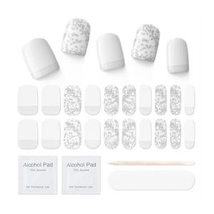 Semi Cured Gel Nail Strips|Works with Any UV/LED Lamps|20 Pcs Gel Nail Stickers|Long-Lasting Two Weeks and Easy to Apply & Remove|White Winter