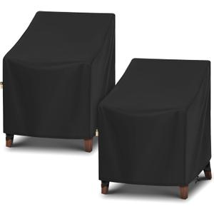 Arcedo 2 Pack Waterproof Patio Chair Covers, UV Resistant Outdoor Lounge Chair Covers for Outdoor Furniture, All Weather Protection - 27W x 34D x 32H, Black