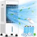 Portable Air Conditioners, Evaporative Air Cooler, 3-Side Air Intake Portable AC Unit w/ 8L Larger Water Tank, 3 Speeds, 60°Oscillation,7.5H Timer, Swamp Cooler for Room Home Office