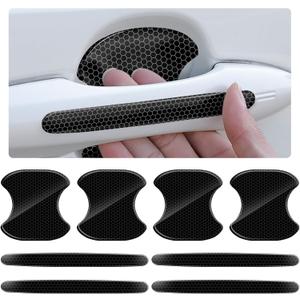 8PCS Car Door Protector with Reflective Design,Stylish Honeycomb Car Door Handle Protector for Anti-Scratch Protection,Universal Cars Doors Handle Scratch Protectors for Cars,SUVs