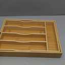 Expandable Bamboo Kitchen Drawer Organizer for Cutlery and Utensils, Adjustable Bamboo Wood Cutlery Tray in Drawer for Flatware and Silverware in Kitchen, (Natural) (7 Slots Expandable)