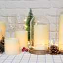 Eldnacele LED Flameless Flickering Candles Optical Fiber Wick with 10-Key Remote and Timer, Battery Operated Wax Candles Set of 6 Home Decoration(D3 x H3 4" 5" 6" 7")