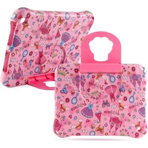Princess Fire HD 8 Kids Tablet Case - EVA Shockproof Full Cover with Handle & Kickstand for Girls (Pink)