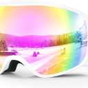 Kids Ski Goggles for Boys Girls Aged 3-14, 100% UV Protection OTG Ski Goggles, A06-white/Revopink (vlt 46%)