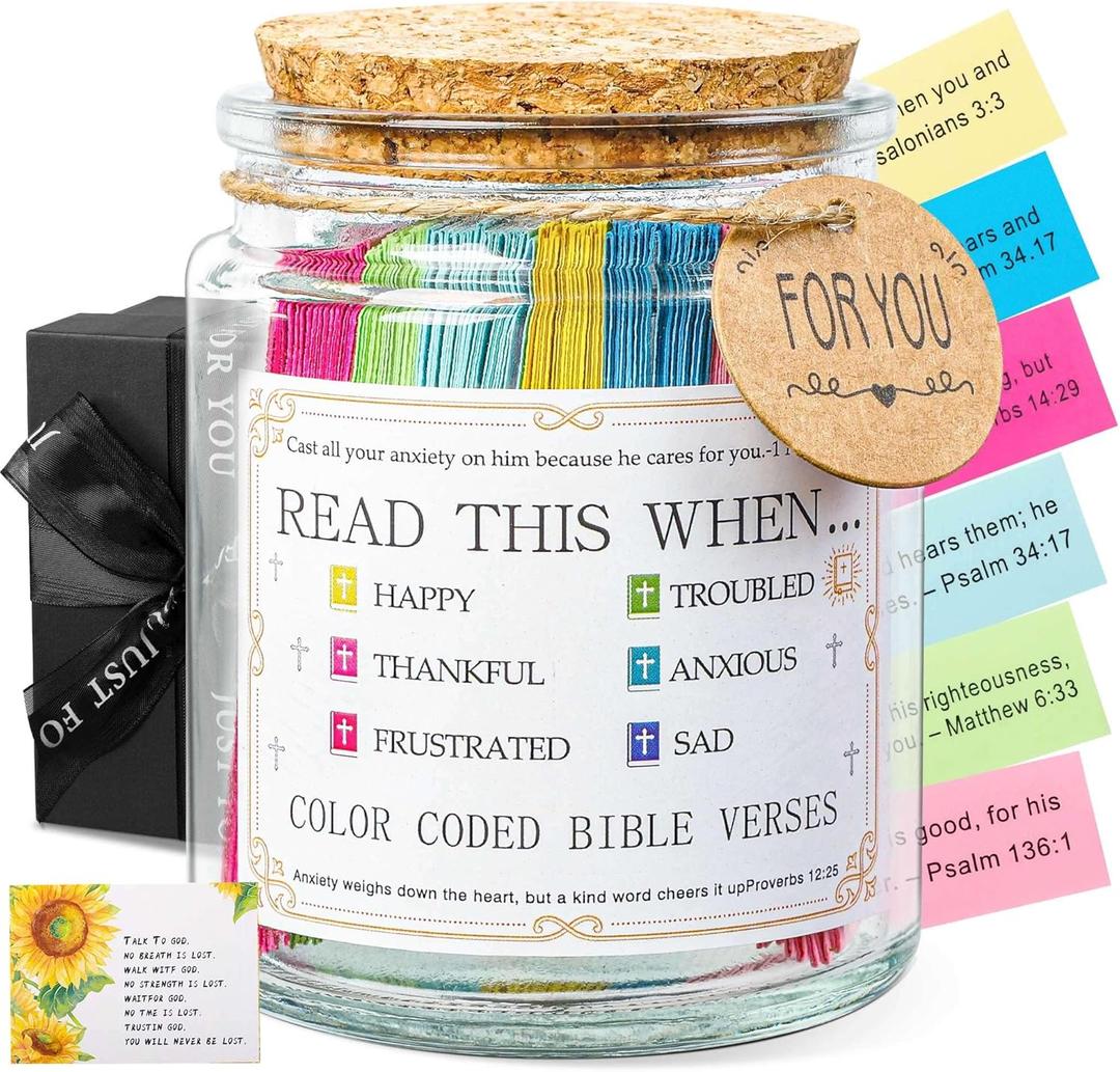 Bible Verse Jar, Read Me When Bible Verses Jar For Daily Encouragement, Inspirational Prayer & Reflection,Graduation Gift for Her,Gifts for Mom from Daughter Son, Christian Gifts for Women (Classical Style)