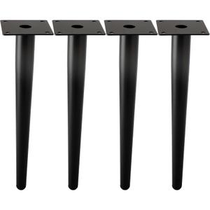 Straight Furniture Table Legs 18 Inch, Round Tapered Metal Furniture Legs Black, Modern Dresser Cabinet Sofa Support Feet Replacement, Set of 4