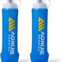 AONIJIE 500ml/2Pcs Soft Flask Collapsible Water Bottle for Running, Wide Mouth for Ice, BPA-Free Flexible Running Water Bottle Fits Hydration Vests, Foldable & Lightweight