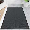 Front Door Mat, 3' x 4' Heavy Duty Indoor Outdoor Door Mat for Entryway, Commercial Door Mats Entrance, Low Profile Welcome Mats Non-Slip, Durable Rubber Backing Entry Mat for Patio, Home (Gray-Stripe)