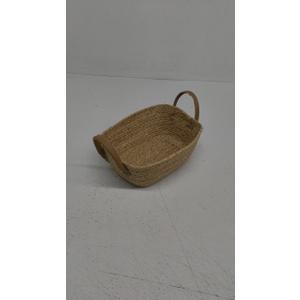 Whitewash Seagrass Woven Baskets for Storage Natural Shelf Basket with Handle for Organizer Stackable Oval 8x10 Inch