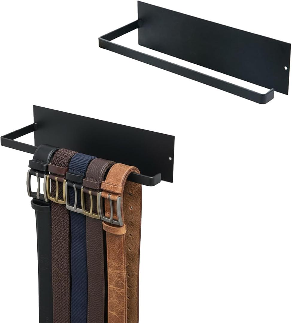 2pack Belt Hanger for Closet,Self Adhesive Belt Holder Organizer,Stainless Steel Belt Hanger Wall Mount,Tie Hanger for Closet for Belt, Scarves,Ties, Hats,Camisoles,Bras