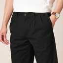 Amazon Essentials Men's Classic-Fit Wrinkle-Resistant Pleated Chino Pant (Available in Big & Tall) (Black)