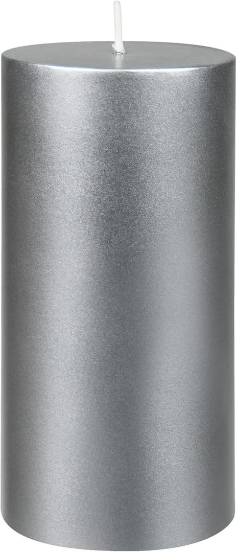 6 Inch Metallic Silver Pillar Candle (1 Count (Pack of 1))