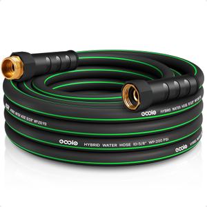 Heavy Duty Garden Hose 20ft, NON-EXPANDABLE Flexible Water Hose, Kink Resistant Lightweight Hybrid Hose, Leakproof Hose Male to Female Fittings (Black+Green)