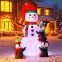 VIVOHOME 6FT Christmas Inflatable Outdoor Decoration, Snowman with Penguin, Navidad Blow Up Yard Decor with Built-in LED Light for Lawn, Garden, Party