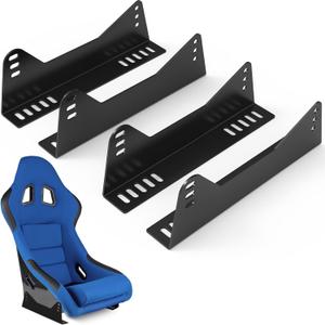 Yuleimy Universal Bucket Seat Mounting Bracket Kit (4-Pack) - Heavy Duty L-Shape Side Mount Brackets for FRP/Carbon Fiber Racing Seats, Black Powder Coated with Anti-Rust Technology