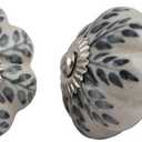 Set of 12 Pieces Leaf Floral Ceramic White Cabinet Knobs Furniture Handle Drawer Pull Vintage Designer (Black)
