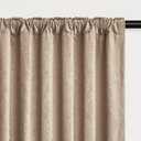 GIGIZAZA Beige Velvet Curtains 63 Inch Long for Living Room,2 Panels Luxury Vintage Drapes Floral Embossed Blackout Window Curtain Back Tab Thermal for Bedroom (Champagne)