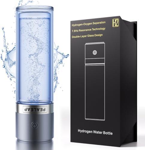 Hydrogen Water Bottle - Up to 4000PPB SPE/PEM Tech Hydrogen Water Generator - 7.8Hz Microclusters Tech for Faster Absorption, Leak-Proof, Dual-Layer Glass, Fast Charge, Ideal Gift for Wellness