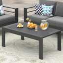 43" x 24" All-Weather Metal Outdoor Coffee Table - Khaki Frame