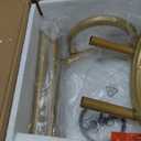 C Shaped Side End Table, Round Glass Side Table Nightstand for Small Spaces, Small Round Drink Snack Accent Martini Table for Living Room Bedroom (Gold)