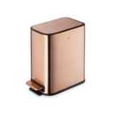 RED FACTOR Slim Small 1.3 Gallon Stainless Steel Pedal Trash Can with Soft Close Lid for Narrow Spaces Wastebasket Bin with Removable Inner Bucket for Bathroom, Kitchen, Bedroom, or Office (Copper)
