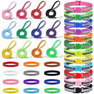 GGSTDDUP 12 Pcs Reflective Puppy Collar and Leash Set, Dog Collar and Leash Adjustable Puppy Collars Quick Release Clip Buckle Dog Collar for Small Medium Dogs Walking Training