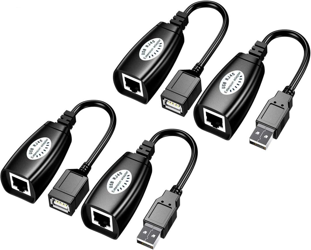 USB Over Cat6SNLLMZI USB RJ45 Extender Over Cat5/Cat5e/Cat6/Cat7/Cat8 Cable Extension Cable Connector Adapter - 2 Pairs