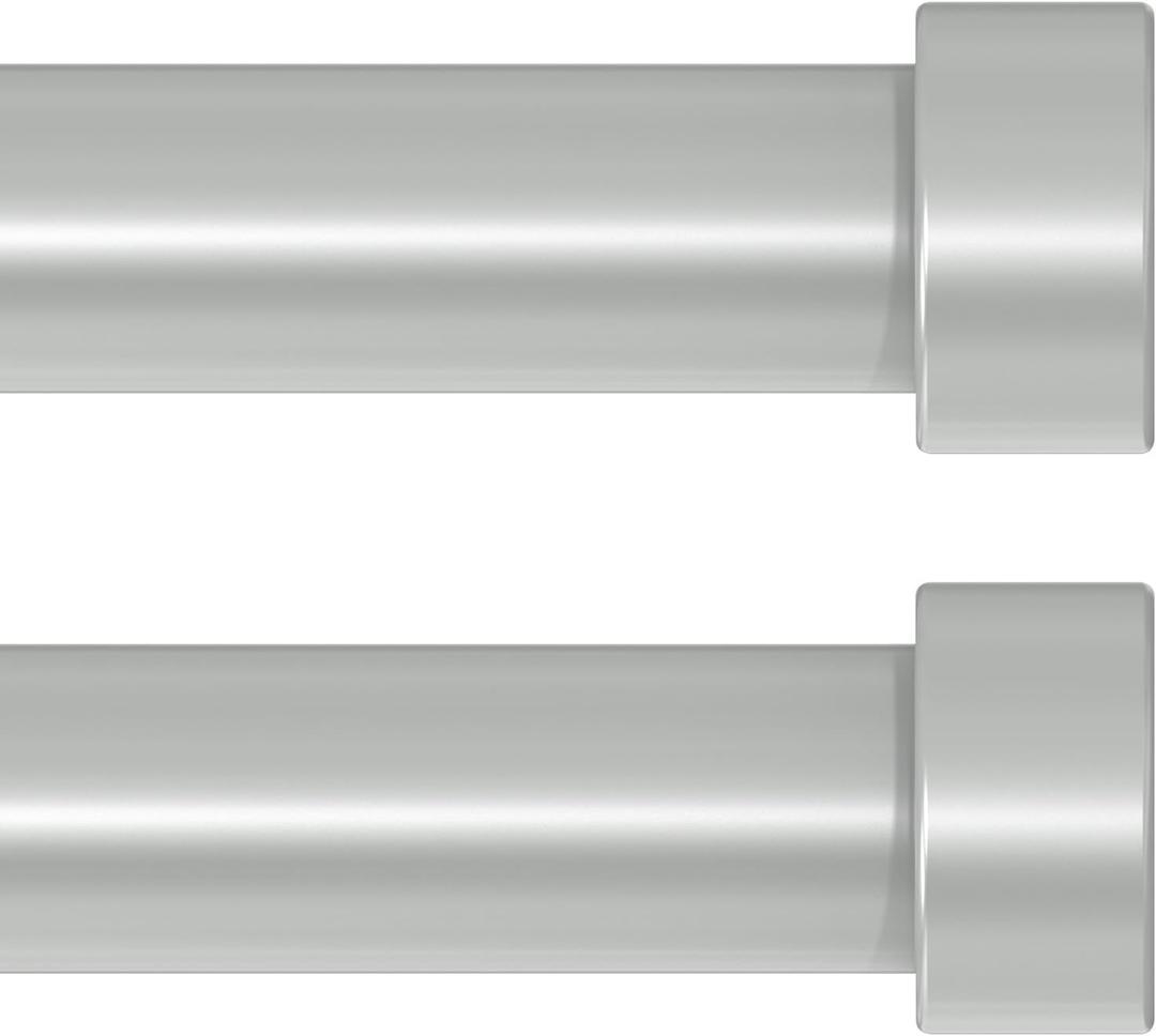 VOIIY 2 Pack Curtain Rods for Windows 28 to 48 Inch(1.5-5 Feet), Silver 1'' Diameter Drapery Rods with End Cap Style Design, Modern Adjustable Heavy Duty Curtain Rod, Size:30''-60''