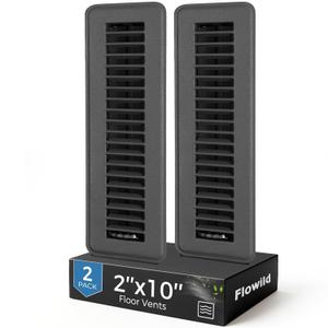 2 Pack 2x10 Inch Modern Grey Steel Floor Register Vent Covers, Adjustable Air Supply Grille for Floor, Compatible with Heating-Vents Systems