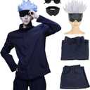 Moalioi Satoru Cosplay Anime Cosplay Costume Outfit Uniform with Eye Mask Glasses Wig Full Set for Men (Medium)