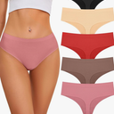 voenxe Seamless Women Underwear Thongs,High Waisted No Show Ladies Panties,Breathable Comfortable Hi Rise Cut Undies,5-Pack Medium